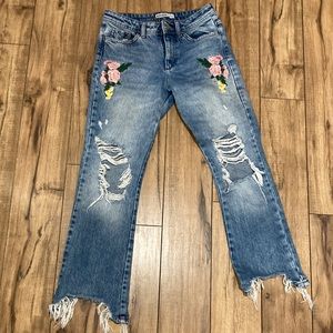 Zara cropped distressed flare.